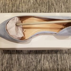 Blue Suede Pointed Toe D'Orsay Flat